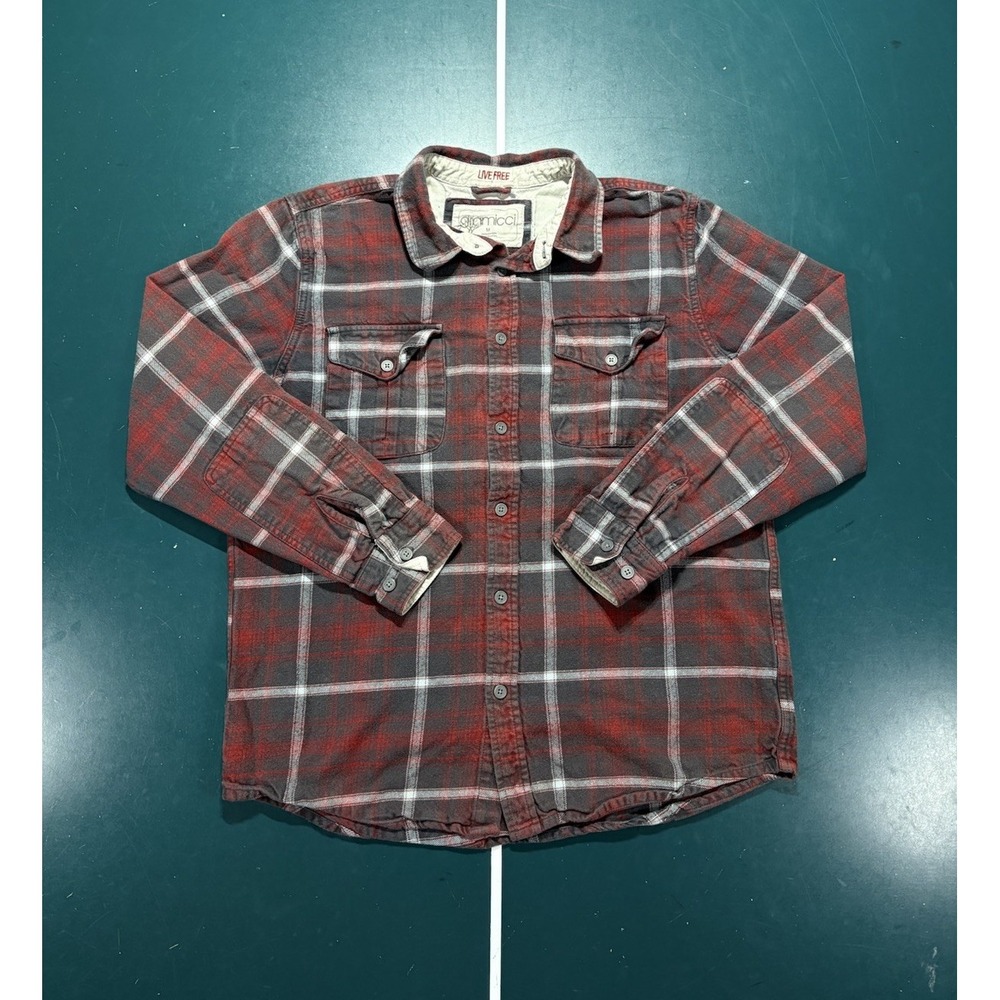 Vintage Gramicci Flannel Shirt Men's Medium Red Gray Plaid Heavyweight Cotton